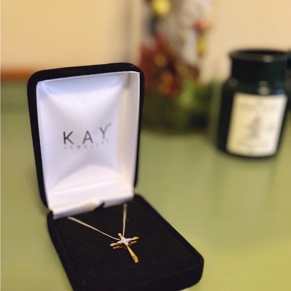 SOLD Diamond Cross Necklace 10k Gold by Kay Jewlers - Picture 4 of 5